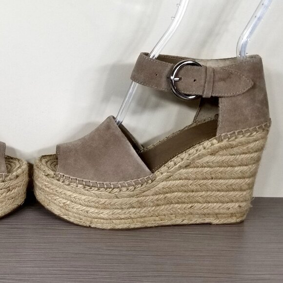 Marc Fisher LTD Lalida Espadrille Wedge Sandals, Tan Suede, Womens Size 5.5 M - Picture 9 of 12